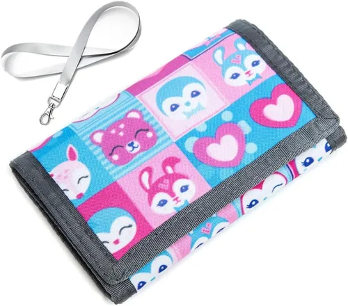 Billetera para niños y niñas, billetera para niños pequeños, billetera de lona triple para exteriores, billeteras juveniles para niños y niños,