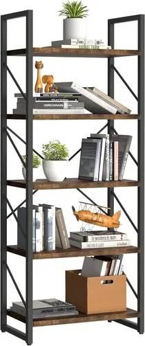 Miniatura 8 de YITAHOME Estantería de 5 niveles, estantería moderna Artsy, estante para libros, estantes de almacenamiento, organizador de libros y películas