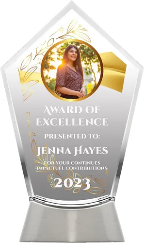 Miniatura 4 de Placa de vidrio personalizada de 8 1/2 pulgadas para premios y trofeos, premio personalizado para empleados del mes, regalos de jubilación