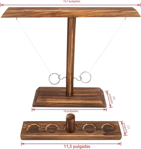 Miniatura 2 de DreamToyz Ring Toss Games for Adults, Yard Games, Patio Decor, Outdoor Indoor Games, Wooden Hook and Ring Game for Bars, Home, Party, 15.7" X 13