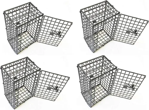 Paquete de 4 cajas plegables de plástico KUFA de 7 x 5 x 3.5 pulgadas para cebo para cangrejos EL-10x4