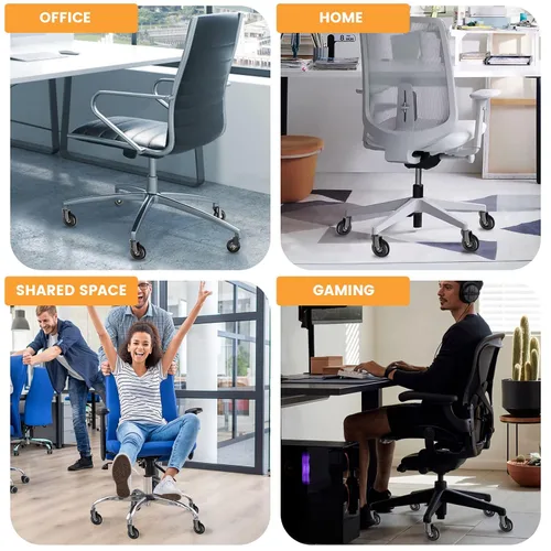 Miniatura 7 de Soontrans Ruedas para silla de oficina, juego de 5, ruedas de repuesto para sillas de juegos de oficina, ruedas giratorias para alfombras, suelos