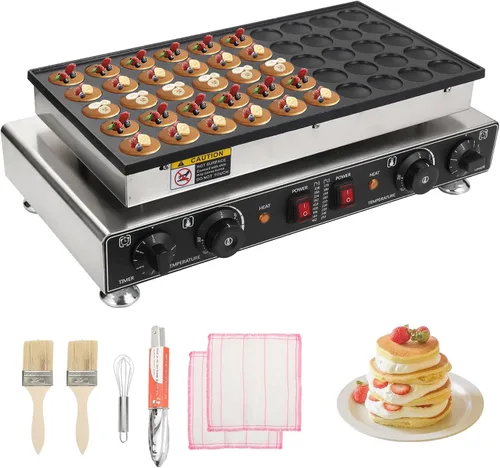 Heuyrao Mini máquina para hacer panqueques, 50 piezas holandesa para panqueques, 110 V 1800 W comercial eléctrica antiadherente para el hogar,