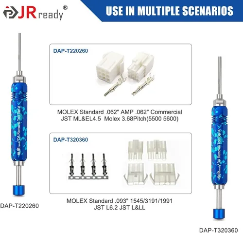 Miniatura 3 de JRready ST5265 Herramienta de extracción de pines Molex para conectores de pines y enchufes Molex de.062" y.093”, 2 piezas de varillas expulsadoras