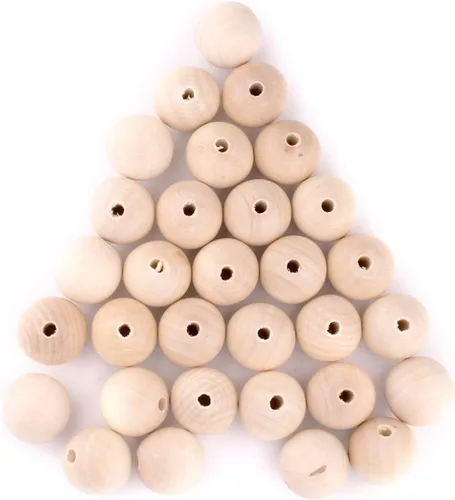 Miniatura 10 de TheBeadChest - Cuentas de madera natural sin terminar (0.394 in, juego de 60)