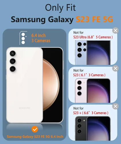 Miniatura 2 de FNTCASE Funda para Samsung Galaxy S23-FE: funda protectora de doble capa resistente para teléfono celular, protección contra caídas de cuerpo Negro