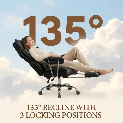Miniatura 5 de Silla de oficina grande y alta de 400 libras, silla de escritorio ejecutiva resistente con reposapiés, silla ergonómica de piel sintética