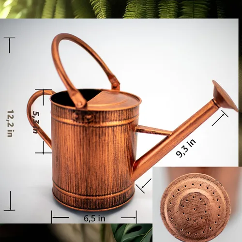Miniatura 3 de Regadera de 1 galón, regadera de cobre, lata de agua de metal con boquilla extraíble, lata de agua perfecta para plantas en interiores y exteriores