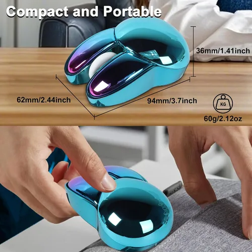 Miniatura 6 de Ratón inalámbrico Bluetooth lindo conejito de doble modo ratón portátil pequeño 2.4G ratón óptico con receptor USB silencioso azul Kawaii conejo