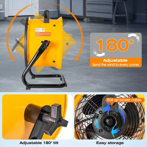 Miniatura 5 de iLiving Ventilador turbo de bajo ruido de 12 pulgadas 1139 CFM de 3 velocidades Circulador de aire portátil para tienda, oficina, invernadero, hogar