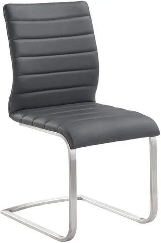 Armen Living Fusion - Silla lateral contemporánea de acero inoxidable (juego de 2), tapizada gris, 37 x 18 x 22 pulgadas