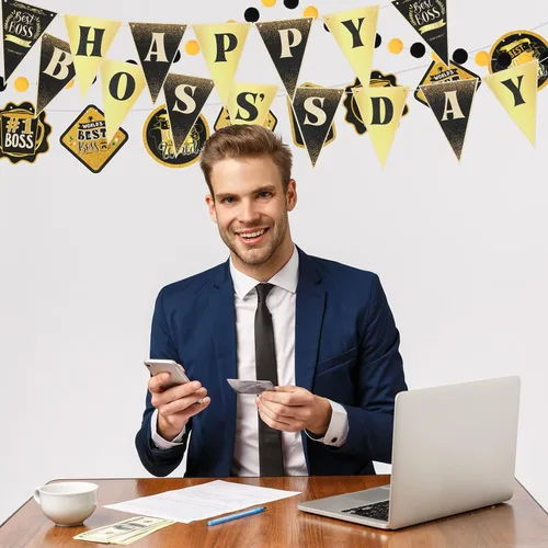 Miniatura 3 de Seajan 5 unidades de pancarta con purpurina para el día del jefe, guirnalda con purpurina para el día del jefe, decoración del día del jefe de oro