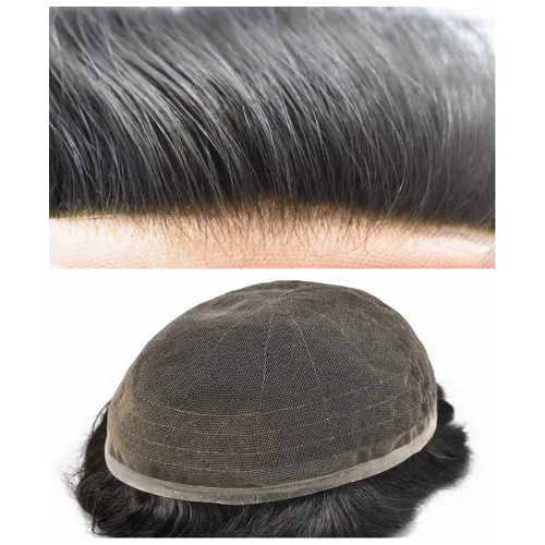 Miniatura 33 de Extensiones de cabello suizo completo para hombre, sistema de reemplazo de cabello humano europeo para hombres
