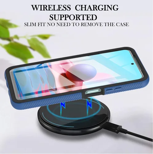 Miniatura 4 de XYX Funda compatible con Xiaomi Redmi Note 10s, protector de pantalla integrado transparente de cuerpo completo, funda de protección híbrida Azul