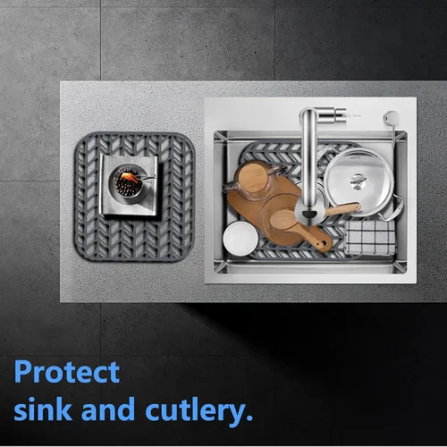 Miniatura 7 de Protectores de fregadero para fregadero de cocina de 12, 13, 16, 18, 19, 24, 26, 28, 29, 30 pulgadas, alfombrilla de silicona para fregadero