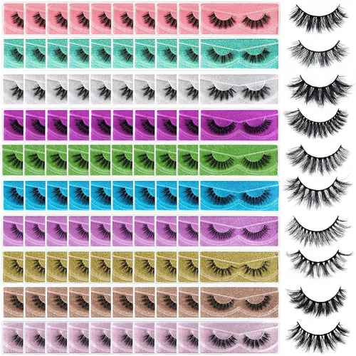 Miniatura 23 de FARRED - Pestañas postizas esponjosas, dramáticas, a granel, mix de 10 estilos, paquete de 50 pares, en cajas individuales, 10-18mm de volumen