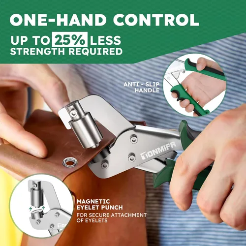 Miniatura 6 de Kit de herramientas profesional con ojales de 3/8 pulgadas, prensa de ojales de metal resistente para tela, cuero, lonas, bricolaje y manualidades