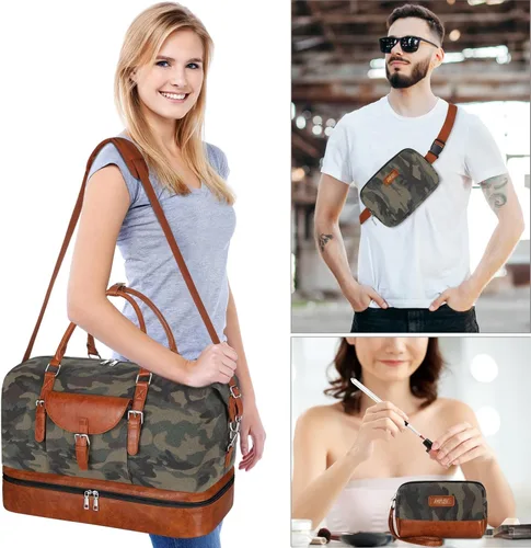 Miniatura 2 de IBFUN Bolsas de viaje de fin de semana para mujer, bolsa grande de fin de semana con compartimento impermeable para zapatos, bolsa de aseo