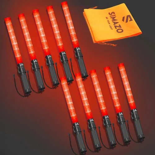 Miniatura 14 de 2 Piezas Varitas de Tráfico de Señalización de 21 Pulgadas con 3 Modos Intermitentes y 6 Luces LED, Bastón de Seguridad de Tráfico con Clip Lateral