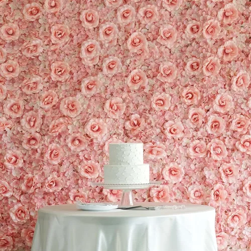 Tableclothsfactory Paquete de 4 paneles de 11 pies cuadrados con protección UV, rubor 3D de seda rosa y hortensia para decoración de centros de mesa