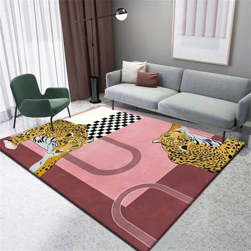 Miniatura 31 de Alfombra de área con estampado de leopardo, 3 x 5 pies, alfombra con estampado de guepardo africano majestuoso y vida silvestre, alfombra de pelo 15