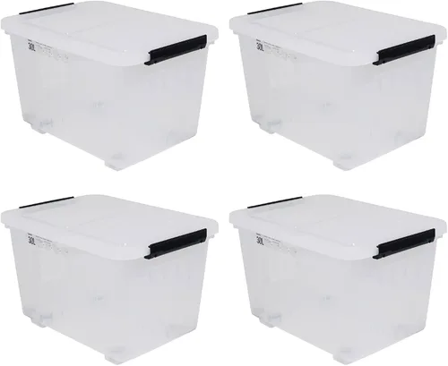 Miniatura 11 de Caja de almacenamiento transparente de plástico de 10 L, caja de plástico con tapa, paquete de 6 Clear Design, Locking Latch Lid, Convenient Top
