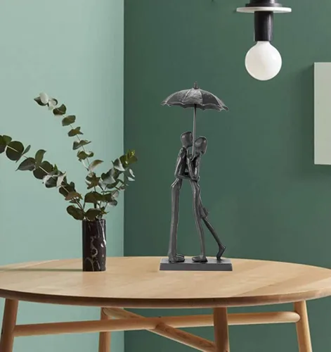 Miniatura 5 de Escultura de hierro hecha a mano, adorno de metal, figura de pareja, arte romántico, estatua de hierro, detalles modernos abstractos, figuritas