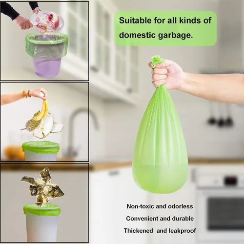 Miniatura 3 de TECHSHARE Bolsas de basura biodegradables de 1.2 galones, 80 unidades, bolsas de basura compostables, capacidad de 1.5 galones, color verde