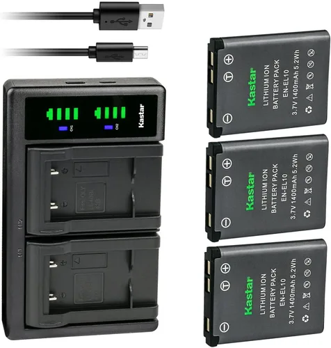 Miniatura 7 de Kastar 2 baterías y cargador USB LTD2 compatible con batería Nikon EN-EL10, cargador MH-63, Coolpix S60 S80 S200 S202 S203 S210 S220 S230 S500 S510
