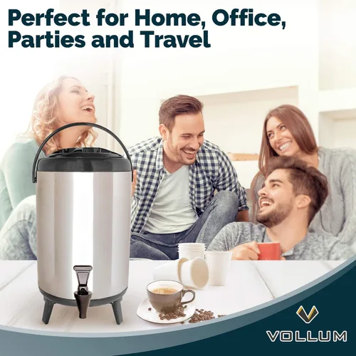 Miniatura 6 de Vollum - Dispensador de bebidas aislado de acero inoxidable – Jarra térmica aislada para café caliente y frío – Dispensador de 8 litros con grifo