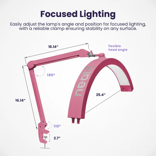 Miniatura 6 de Neatfi Lámpara de mesa LED media luna para esteticistas, técnico de uñas y cosmetóloga para arte de manicura, facial, depilación, hilo y tatuajes