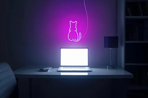 Miniatura 5 de AdvPro Gato gatito trasero mascota Flex silicona LED neón signo - azul - st16s32-fnu0023-b