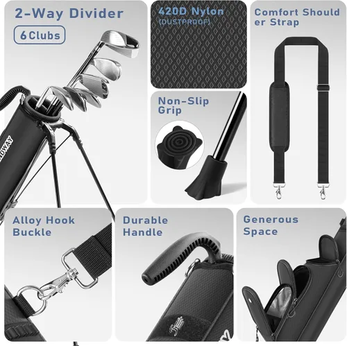 Miniatura 4 de Findway Bolsa de Soporte de Golf, [Espacio Generoso Mejorado] Bolsa de Golf Pequeña para Campo de Práctica, Par 3 y Campos Ejecutivos, Bolsa Ligera