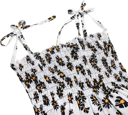 Miniatura 3 de Vestidos florales para bebés y niñas, sin mangas, con tirantes elásticos, para fiesta de flores, vestido de una pieza, falda de verano