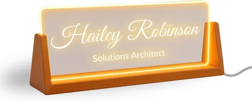 Miniatura 7 de Placa de nombre profesional de oficina, placa de nombre personalizada con soporte LED, placa de nombre personalizada de acrílico para decoración