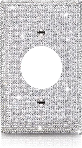 Miniatura 13 de 1 pieza de cubierta de placa de pared con diamantes de imitación brillantes plateados, cubierta decorativa para interruptor de luz con brillos