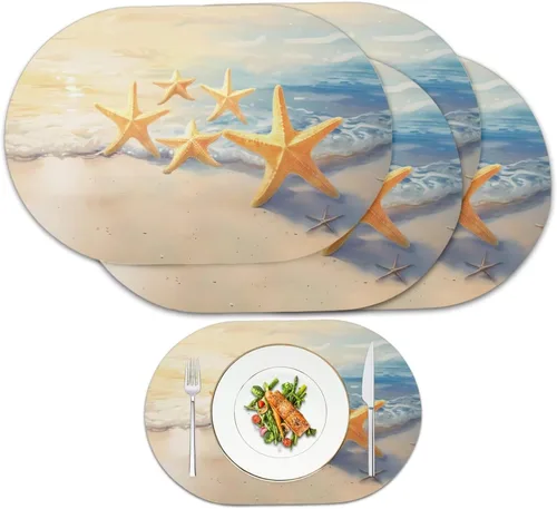 Miniatura 46 de Pumpkin Placemats Oval Placemats Set of 2 Black Cat Table Mats for Dining Tables Washable Heat Resistant Place Mats for Holiday Party Use 12X18 Inch