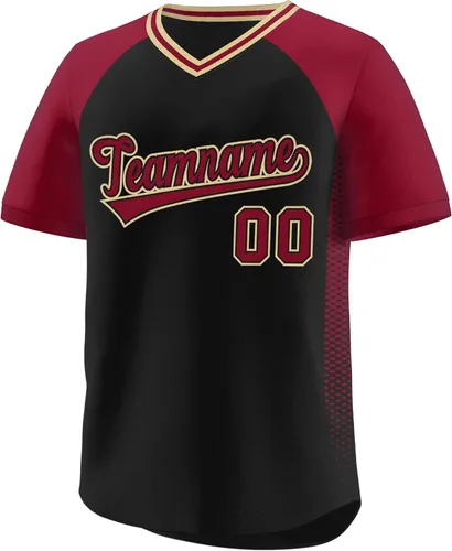 Miniatura 21 de Camiseta de béisbol personalizada con cuello en V para hombres, mujeres y jóvenes, camisetas de béisbol personalizadas con costuras o estampadas