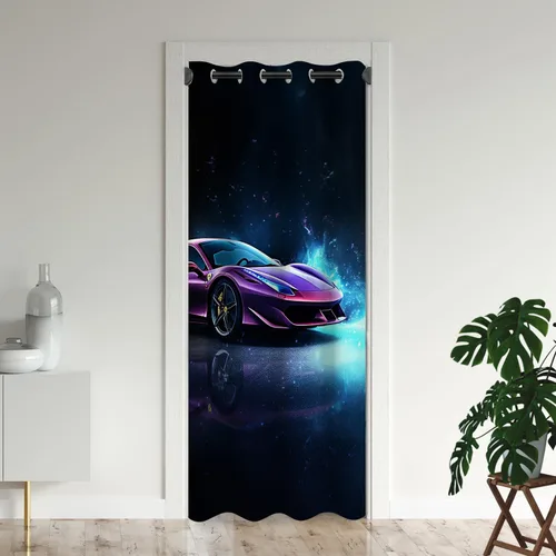 Miniatura 7 de Cortinas opacas para puerta de auto deportivo para puertas, juego deportivo de carreras de velocidad 3D, para armario de dormitorio de niños, ojales