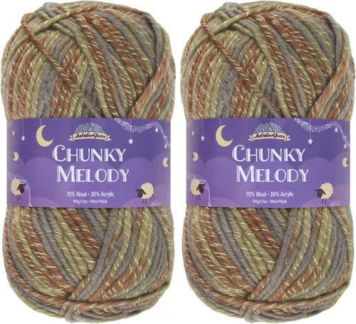 Miniatura 16 de JubileeYarn Chunky Melody - Hilo para tejer 100g/madeja, mezcla de lana gruesa, color maíz naranja - 2 madejas 15 Maíz Naranja
