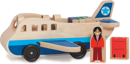 Miniatura 9 de Melissa & Doug Juego de avión de madera con 4 figuras de juego y 4 maletas