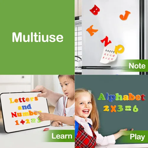 Miniatura 6 de RAEQKS Letras magnéticas, números, alfabeto, ABC, colorido, 123, refrigerador, imanes para nevera, vocabulario, juego de juguetes educativos