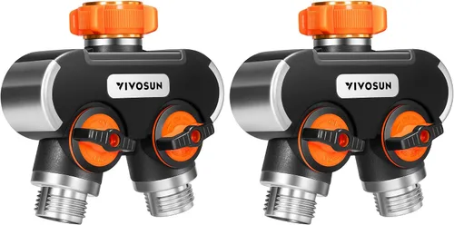 Miniatura 10 de VIVOSUN Divisor de manguera de jardín de 2 vías resistente, conector de manguera de agua de doble vía mejorado altamente duradero, adaptador