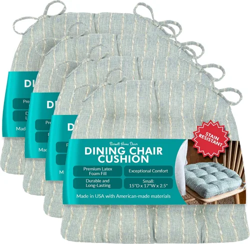 Miniatura 17 de Barnett Home Decor Cojines para silla de comedor Brisbane plateado gris con lazos - Tamaño mediano 16.5 x 18 Almohadilla para silla - Relleno