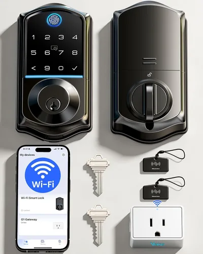 Miniatura 16 de Veise VE017G - Cerradura de puerta de entrada sin llave Wi-Fi, control remoto de aplicación y control de voz, cerraduras inteligentes de huellas