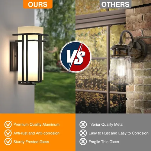 Miniatura 7 de Accesorios de iluminación al aire libre para montaje en pared, luces de pared para exteriores modernas con vidrio esmerilado, luz exterior