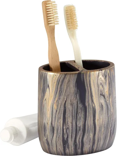 Miniatura 2 de Nicole Miller - Juego de baño, 2 accesorios de resina, cepillo de dientes y bomba de loción/dispensador de jabón, artículos esenciales