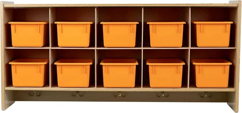 Miniatura 10 de Cubos organizadores de almacenamiento, 10 cubos con ganchos para abrigos, estante colgante de pared para juguetes de niños, guardería, aula, 47 Sin