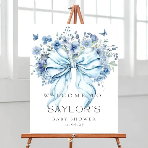 Miniatura 28 de Letrero de bienvenida editable de flores silvestres para baby shower, letrero de mariposa para baby shower, letrero con nombre personalizado
