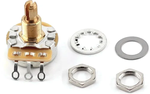 Miniatura 2 de Potenciómetros CTS 525k personalizados: eje dividido corto (4x) con condensadores de caída naranja 0.022uf (2x) + cable bus de 14 pulgadas